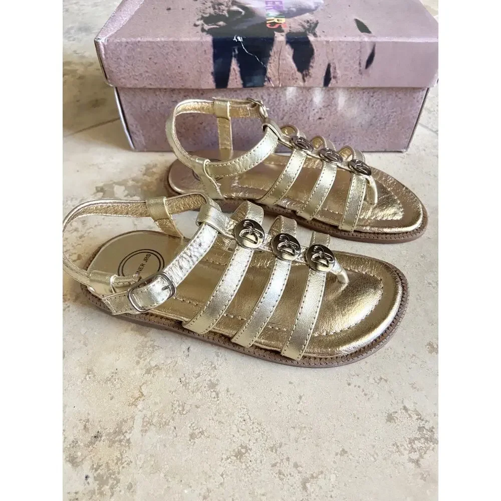Donald Pliner Jr. New in Box $72 toddler girl's gold strappy sandals, 9.5/10